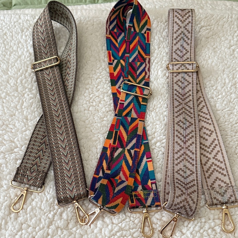 Guitar straps for bags, set of three